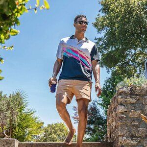 Chubbies The Tennis Champ Performance Polo Shirt Stretch Multi-Color Mens MEDIUM